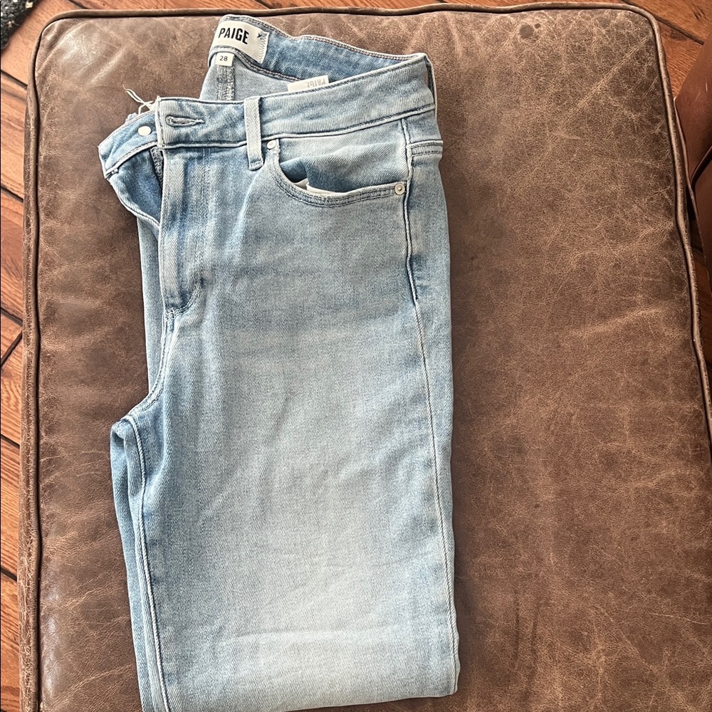 PAIGE Women's Straight Leg Jeans in Light Blue